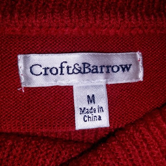 Croft & Barrow Womens Sweater Medium Red Solid Turtleneck Long Sleeve Pit to Pit - Picture 6 of 7